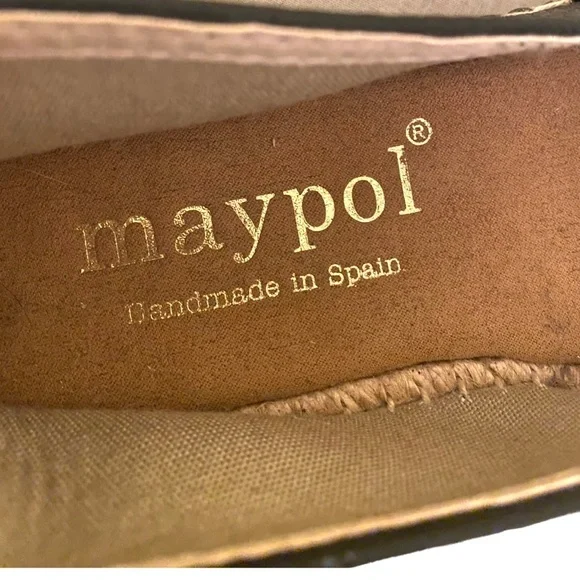 Anthropologie Maypol Espadrille Loafers 6.5 Black Leather Handmade Shoes Size 37 - Picture 5 of 7